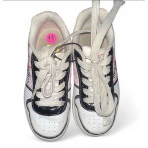 Hello Kitty Kids Sneakers White Black Pink Graffiti Bow Low Top Shoes Size 11